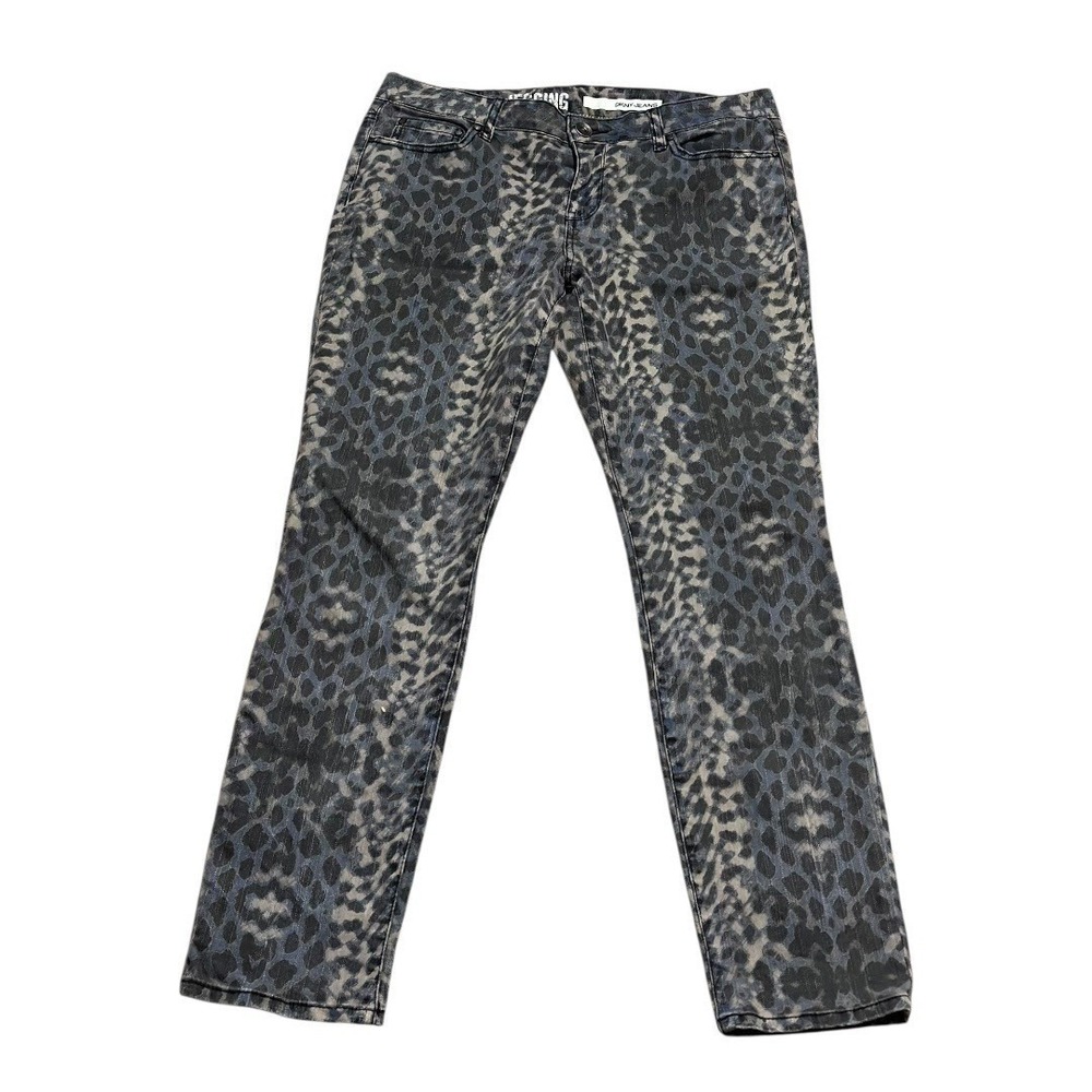 DKNY Jeans Leopard Print Legging Jeans Women's Size 12 Blue Grey Stretch